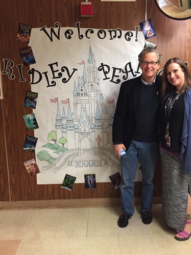 Author Ridley Pearson visits JME!!  Mrs. Carroll meets one of her favorite authors!!